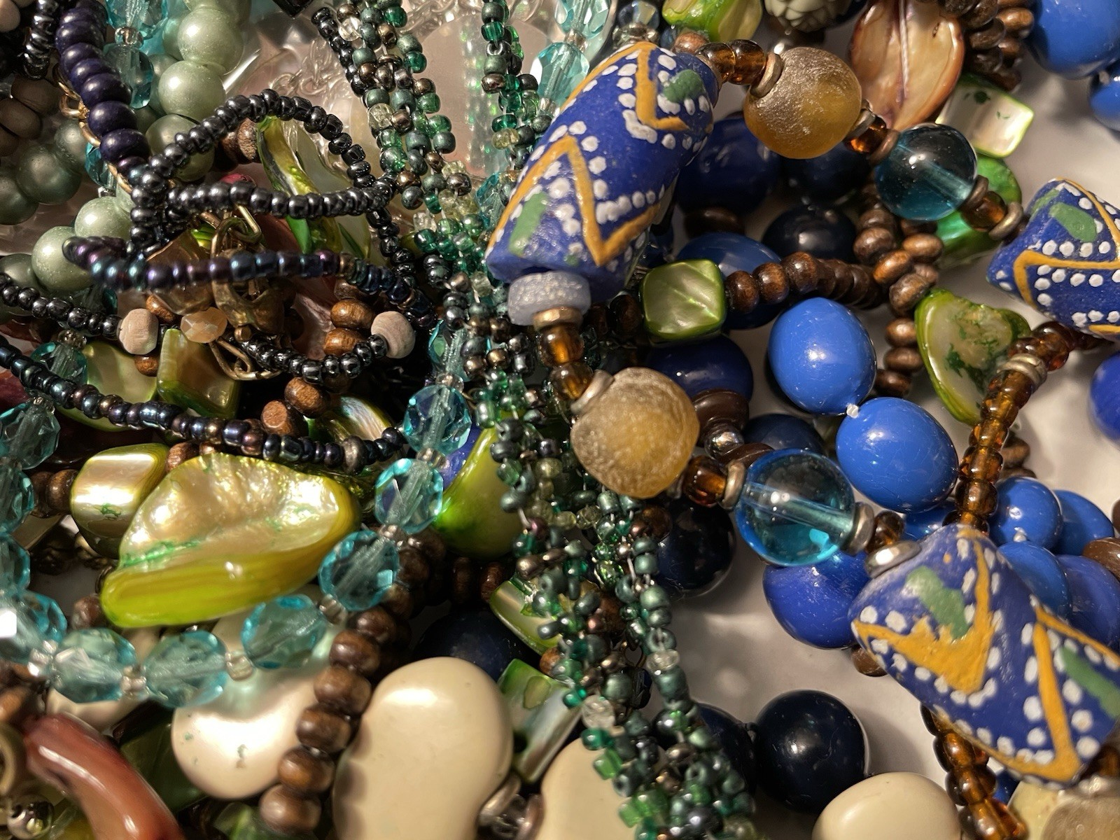 4Lb Mixed Mystery Jewelry Lot Vintage Mod Boho Beaded Necklaces Bracelets