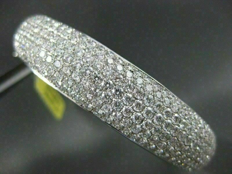 ANTIQUE WIDE 10.06CT DIAMOND 18KT WHITE GOLD BANGLE BRACELET F VS/VVS #2101348-7