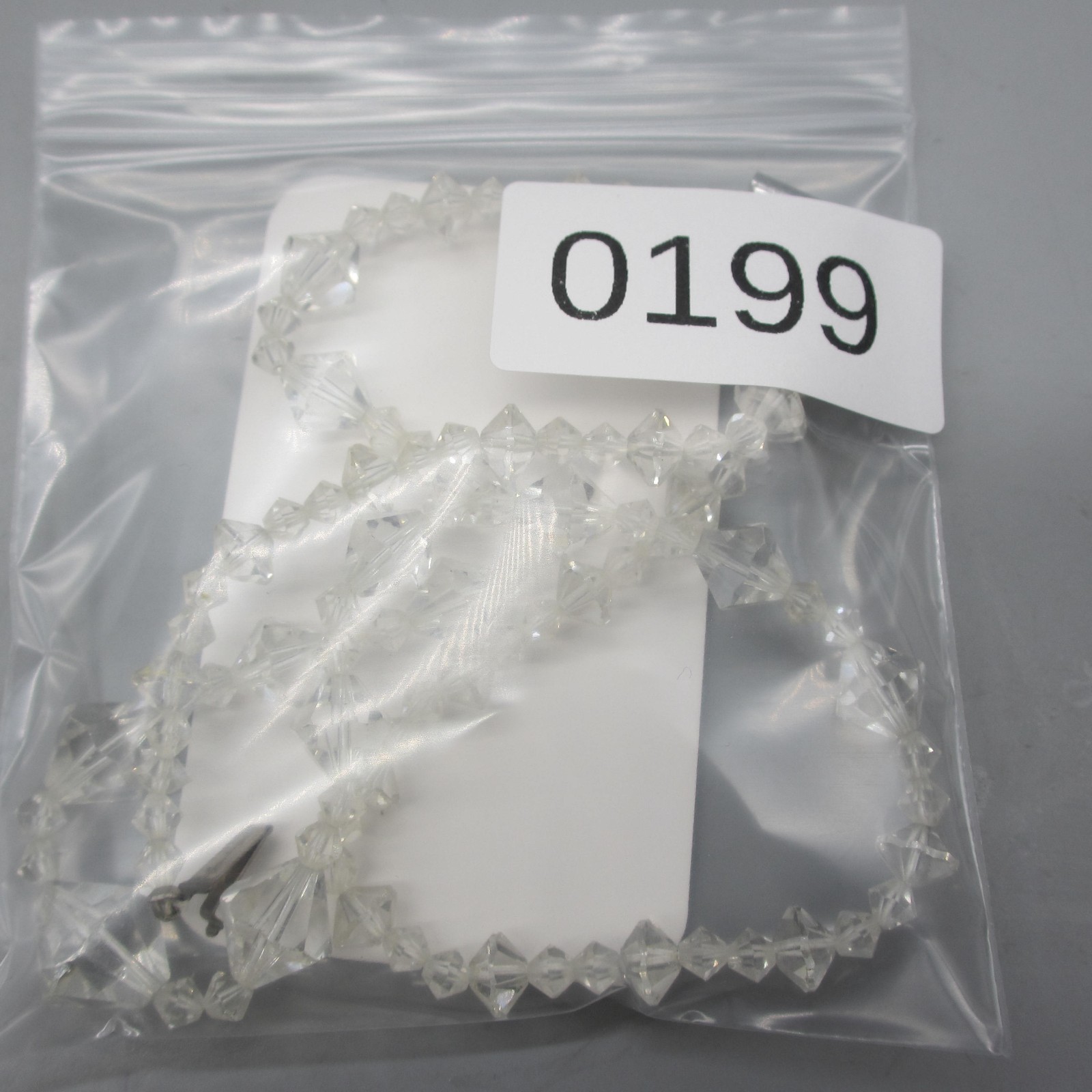 Vintage AB Necklace Clear Bicone Beads 23 Inch
