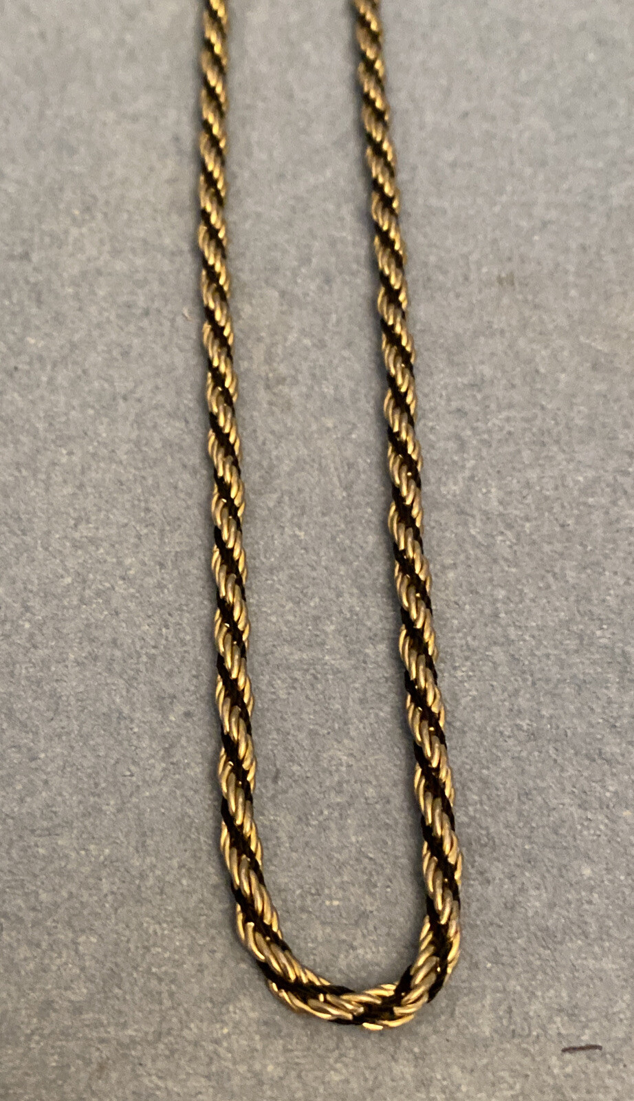 Gold Tone .15 Inch Wide Black Cord Wrapped Rope Chain Fashion Necklace 23.5 Inch