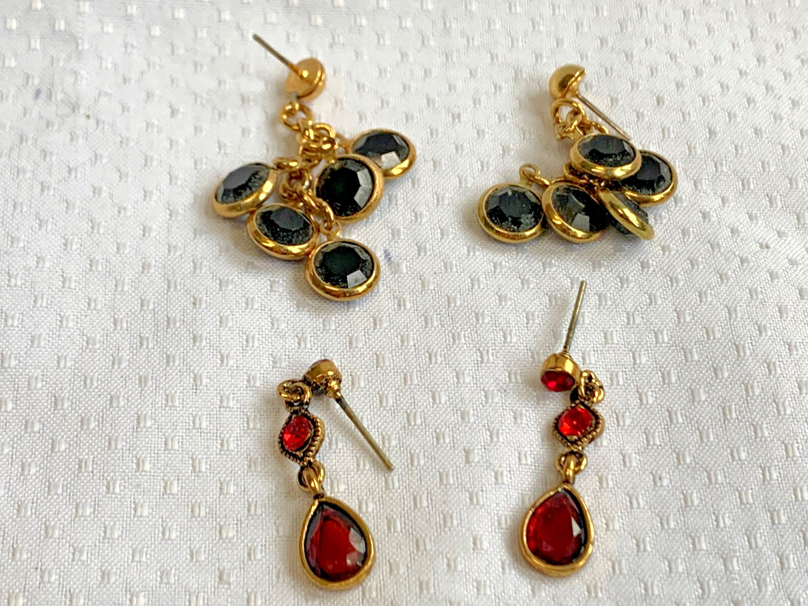 Vtg Earring Lot Costume Jewelry Enamel Faux Pearl Tigers Eye Hematite Malachite