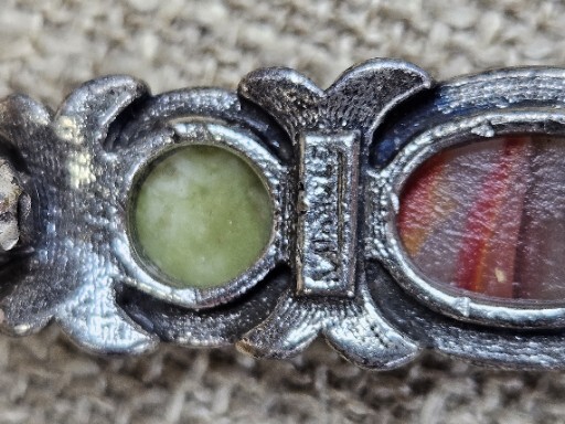 Vintage Miracle Britain Faux Stones Pewter Tone Brooch