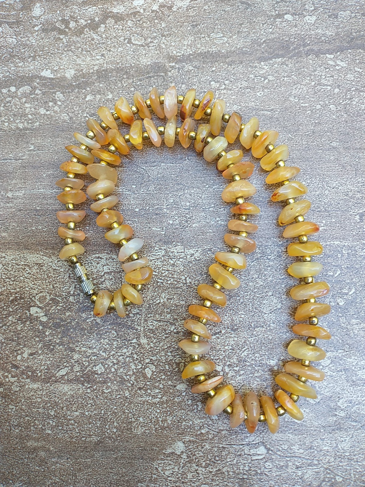 Baltic Amber Natural Honey Tones Necklace w/Gold Beads and Barrel Clasp 20″