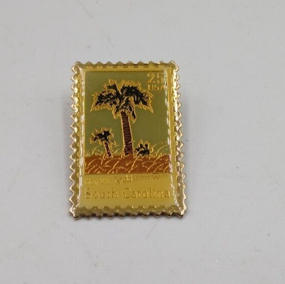 Jonathan Grey South Carolina May 23 1788 Statehood Gold Tone Metal Stamp Pin