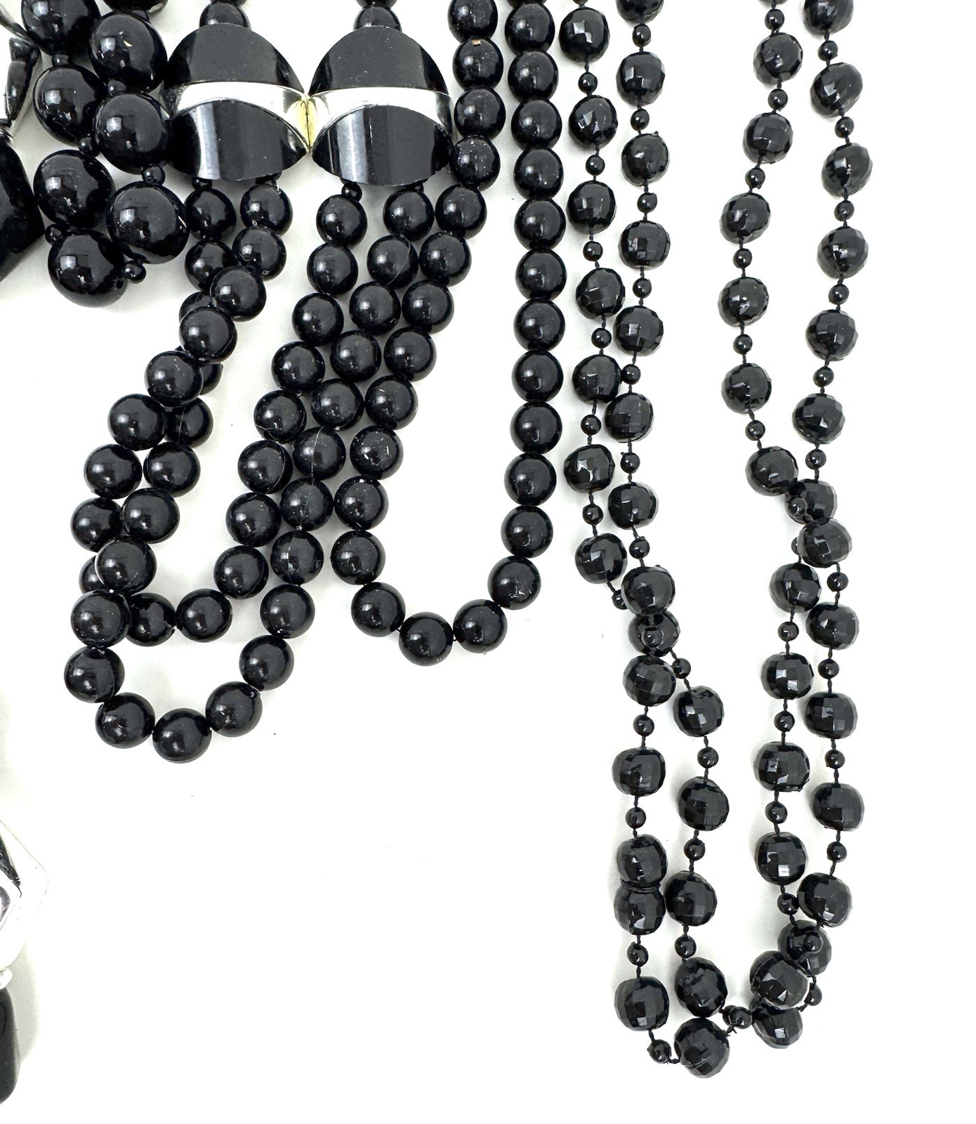 Lot 10 Black Beaded Necklaces Glass Acrylic Faceted Vintage Style Bulk