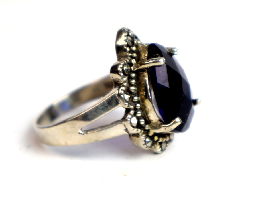 Finest Clear Deep Blue Topaz .925 Sterling Silver Ring #9.5