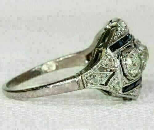 Trilogy Sparkle 2.Ct Simulated Diamond Art Deco Style Engagement Ring 925 Silver