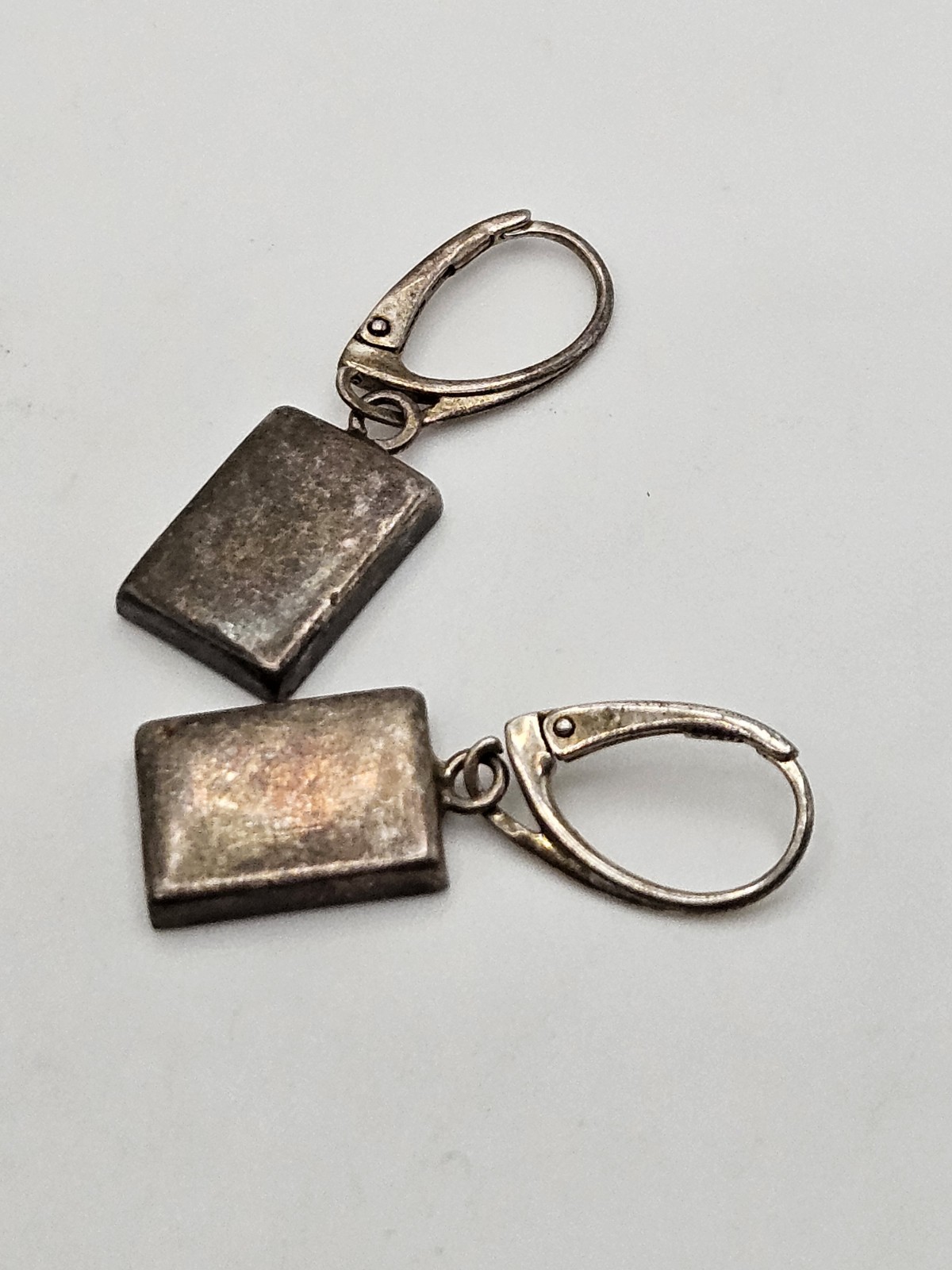 Vintage Sterling Silver Multicolor Amber Inlay Dangle Petite Earrings