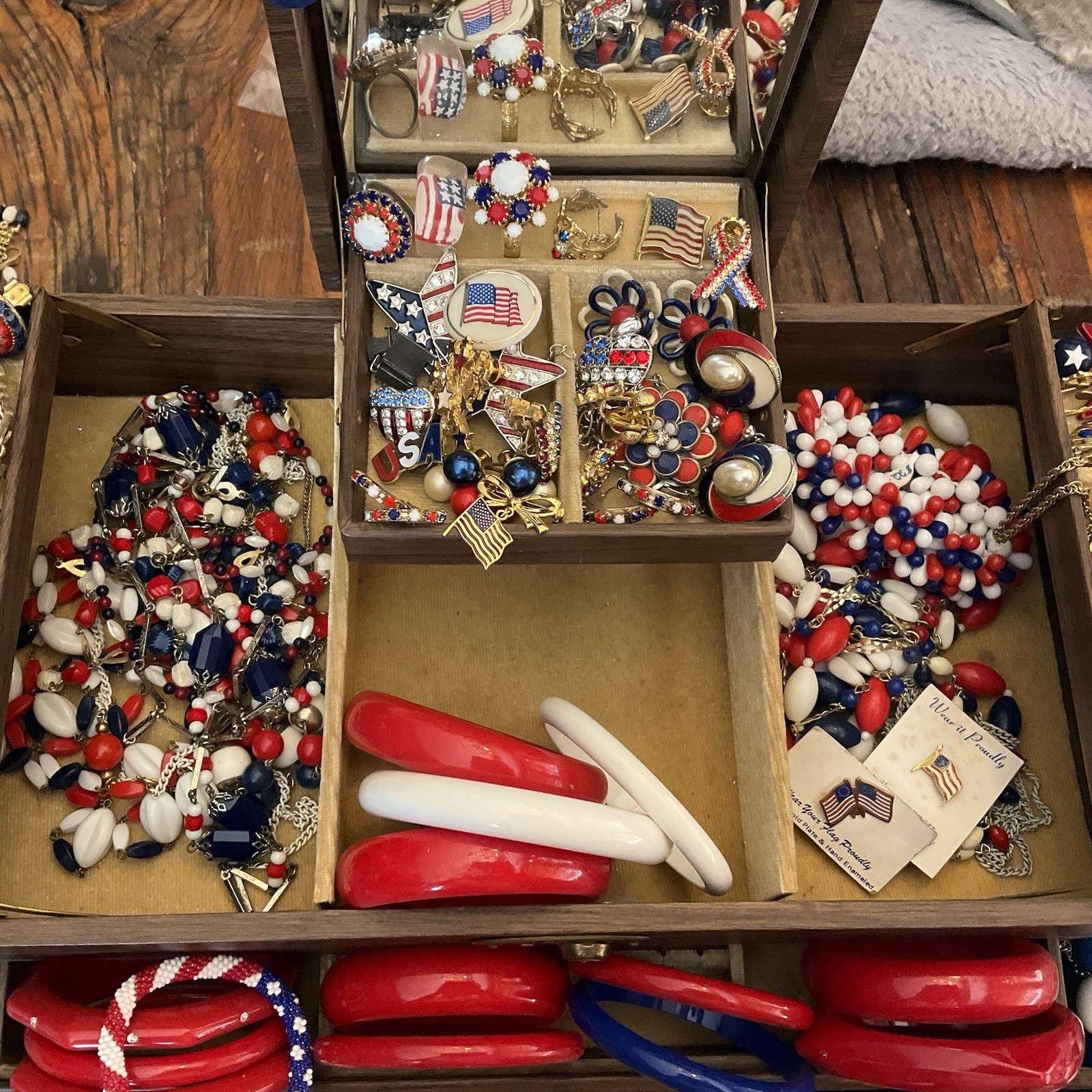 Vintage Lot Patriotic Forth Of July Red White Blue Jewelry Sarah C Monet Emmons
