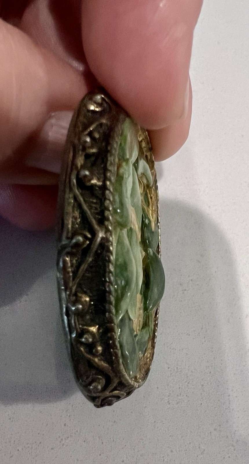 Vintage MCM 60s Jade Gemstone Chip Cluster Pendant