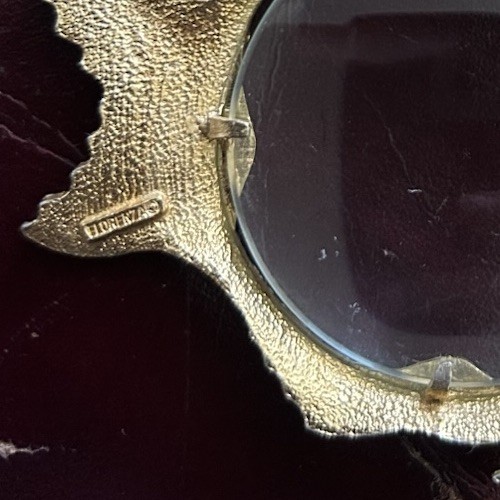 Vintage Signed FLORENZA Fish Jelly Belly Magnifying Glass Pendant Necklace 70s