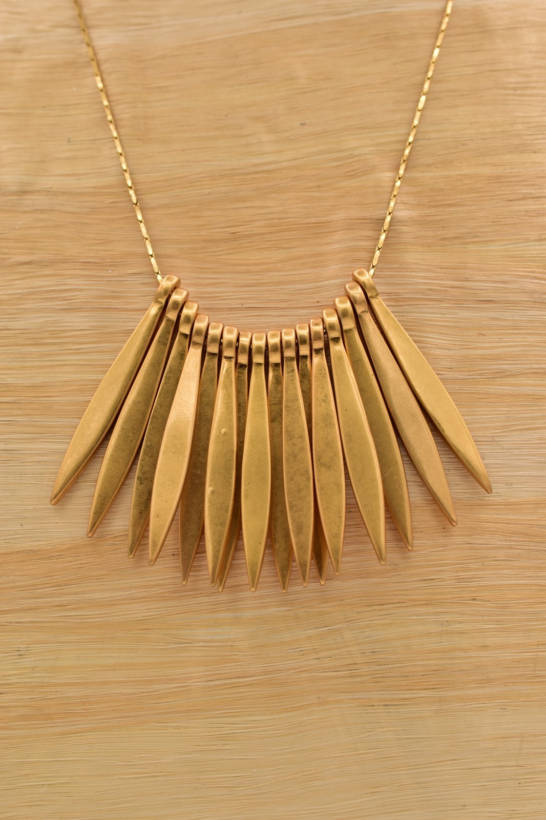 Madewell Gold Spike Statement Necklace Minimalist Fringe Bib Collar Modern BinK