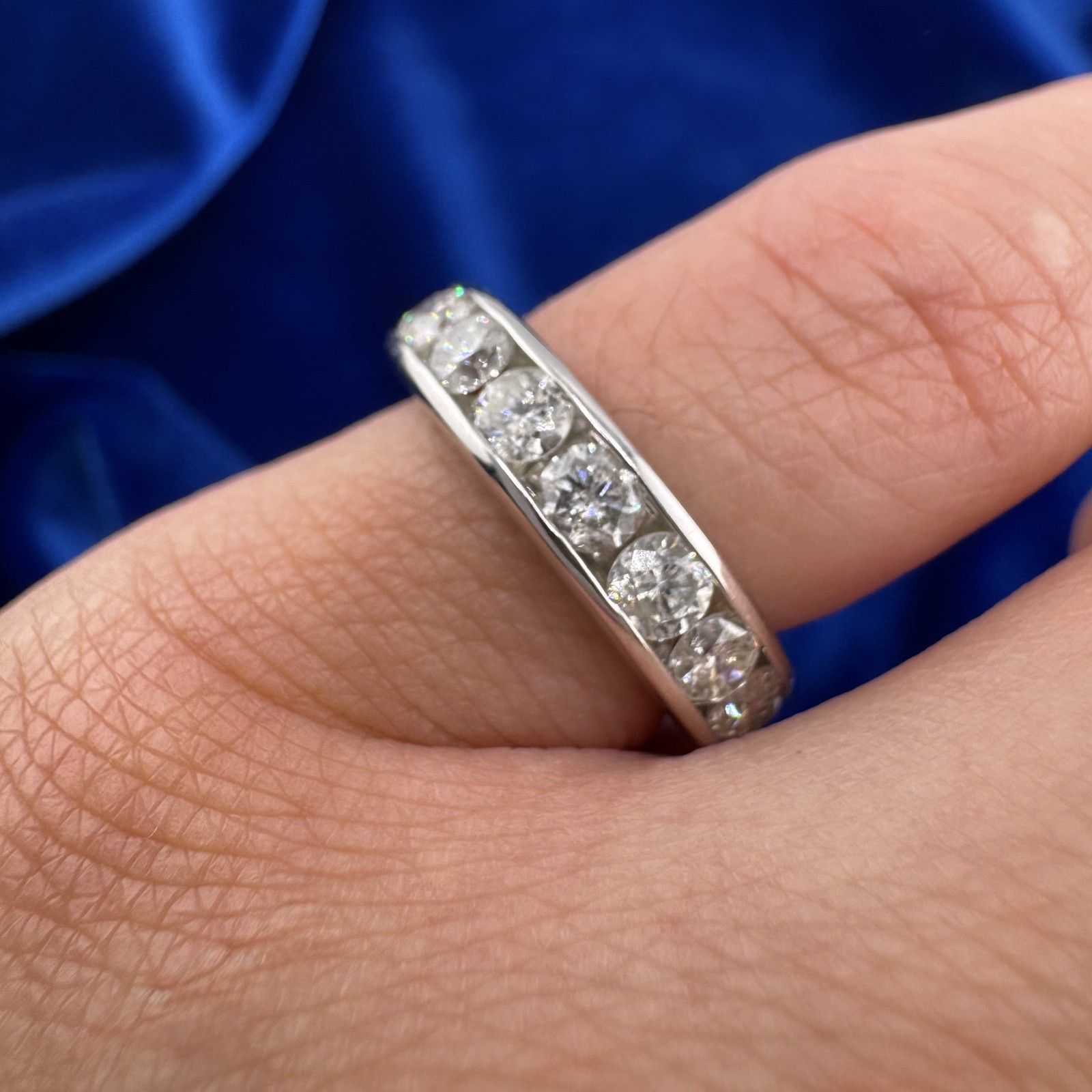 Vintage 14K White Gold Diamond Channel Eternity Band 2.70ctw Size 3.75 5.29g