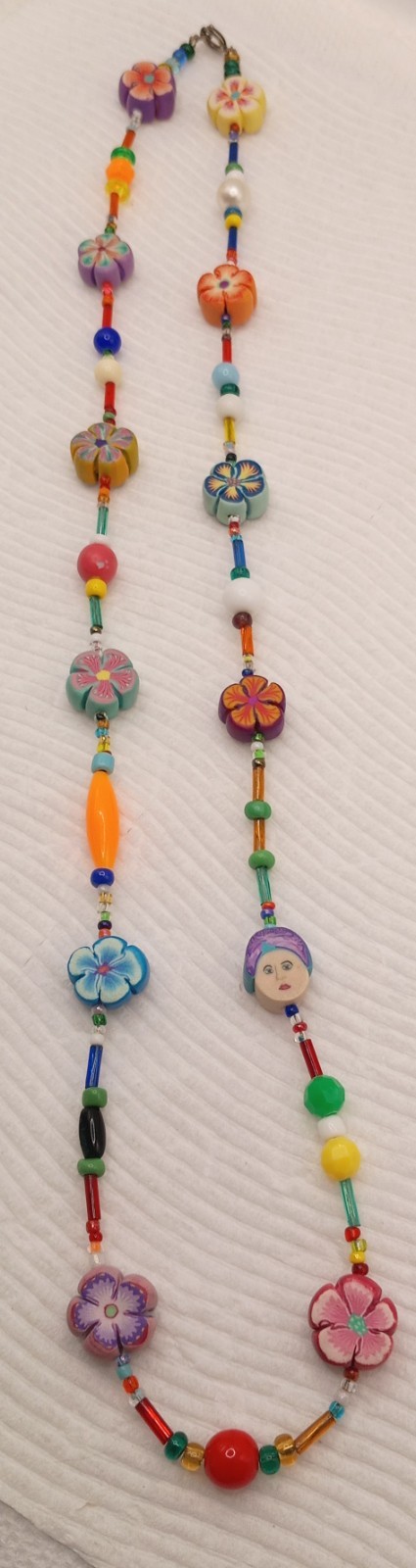 Vintage Multicolor Whimsical Rubber Glass& Acrylic Beaded Necklace 24″