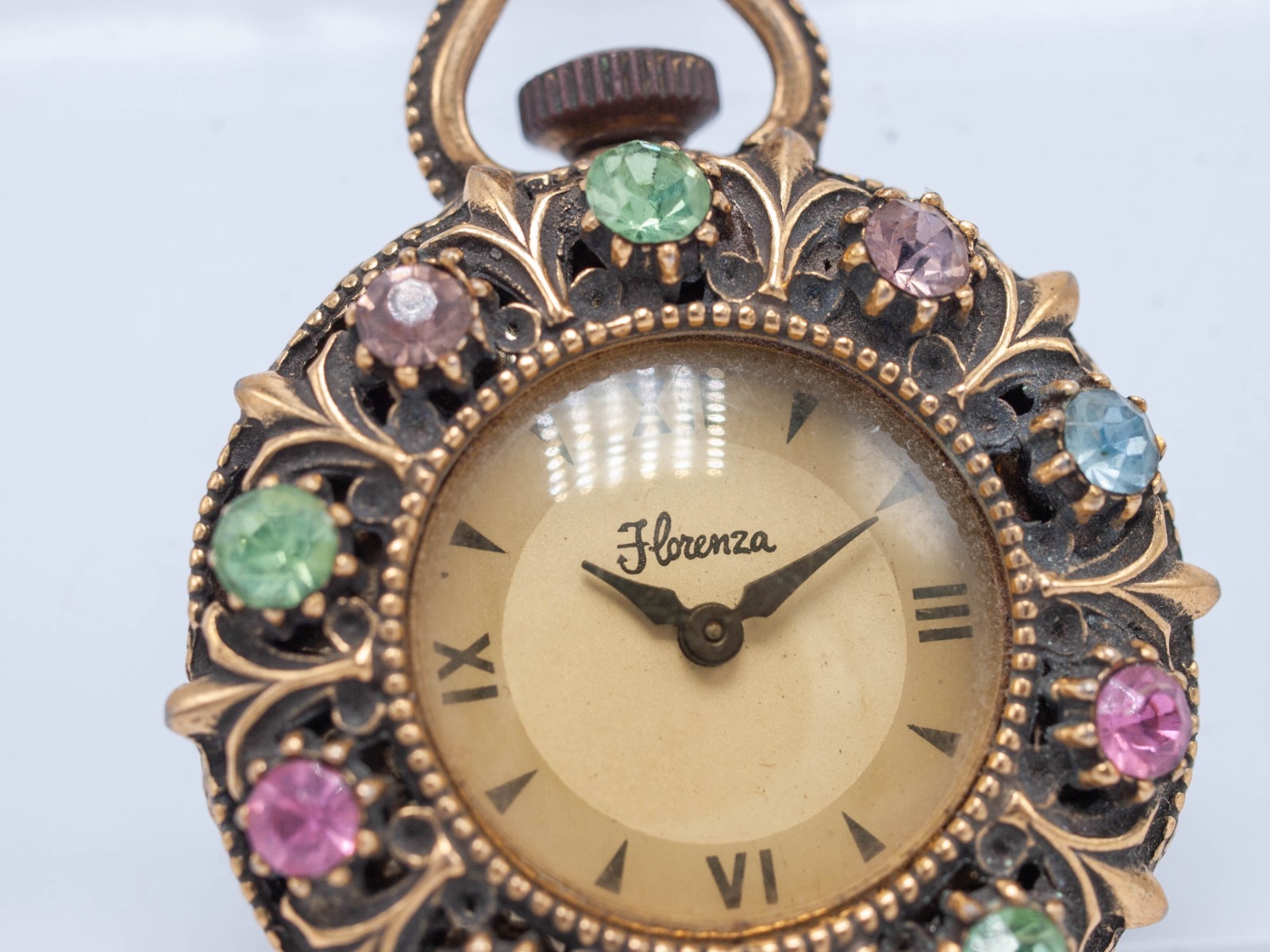 1957 – Ingraham Florenza 39mm Jeweled Pin Brooch Wind Watch – Not Running