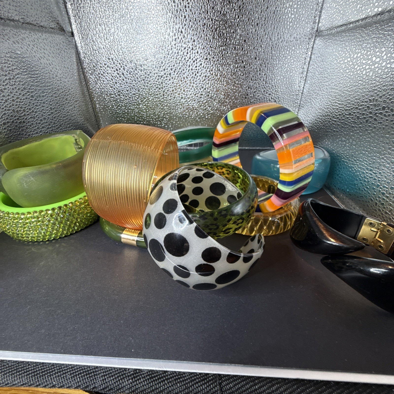 Vintage 12 Celluloid & Lucite Plastic Bracelets Variety Collection