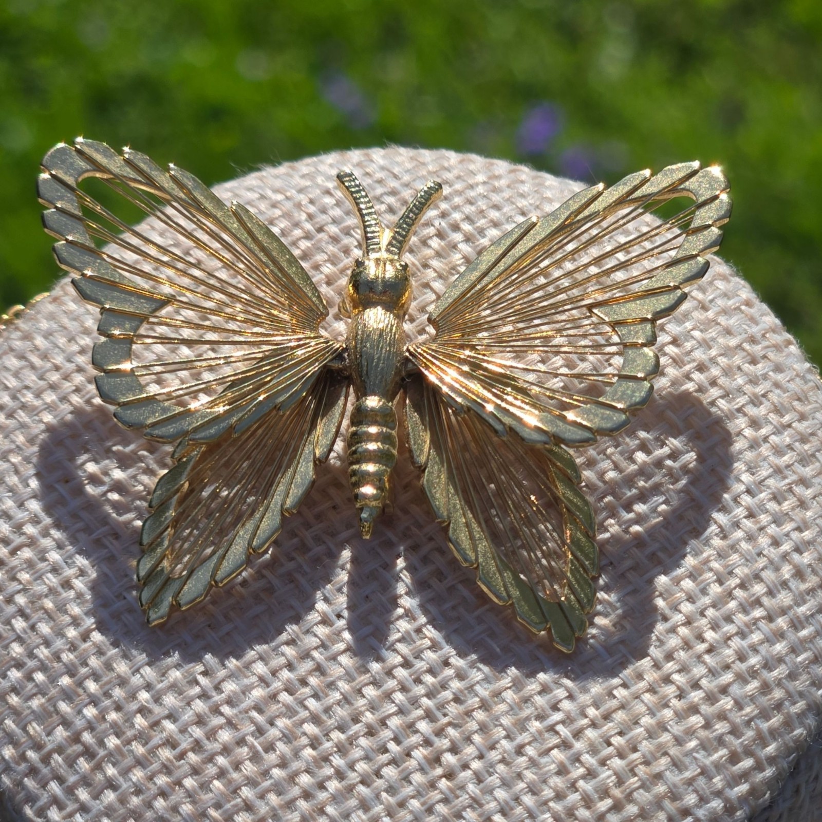 Vintage Monet Butterfly Brooch Gold Tone signed Pin Statement Minimalist jewelry