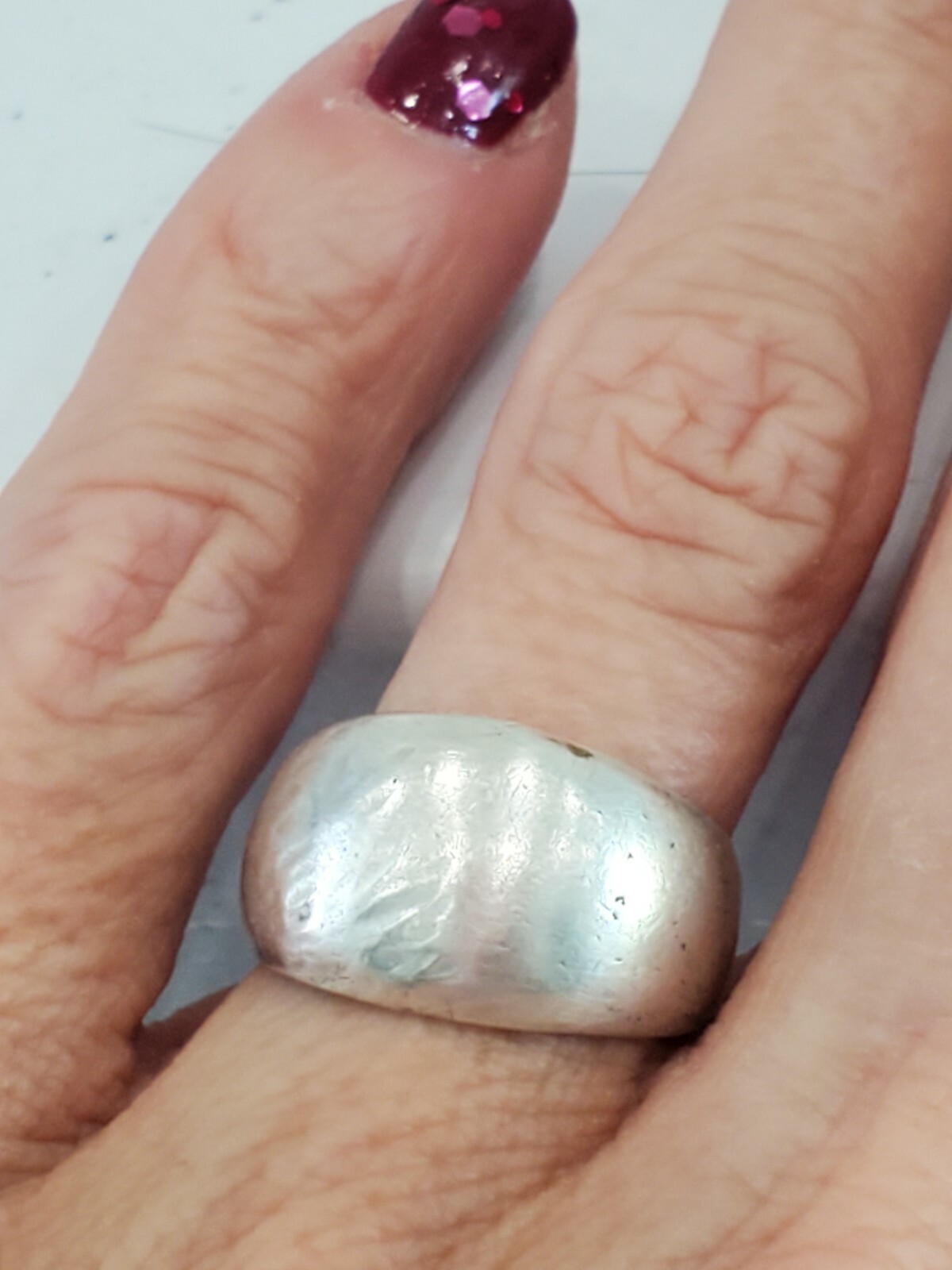 Vintage Sterling Silver Womens Solid Dome Band Ring Size 5.5