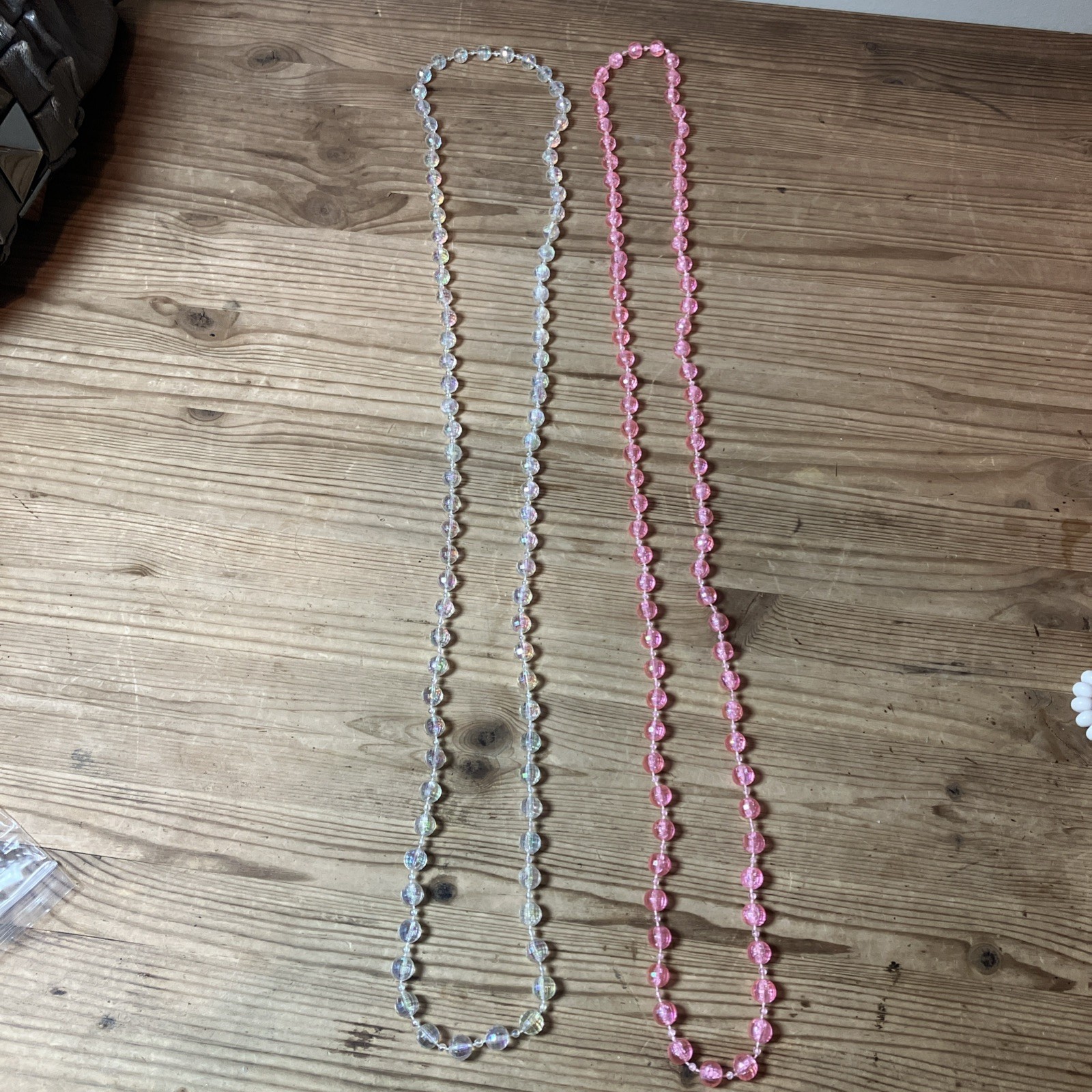 Vintage Costume Beads Lot Of 6 Strands Teal Purple Pink White Dress Up Plastic
