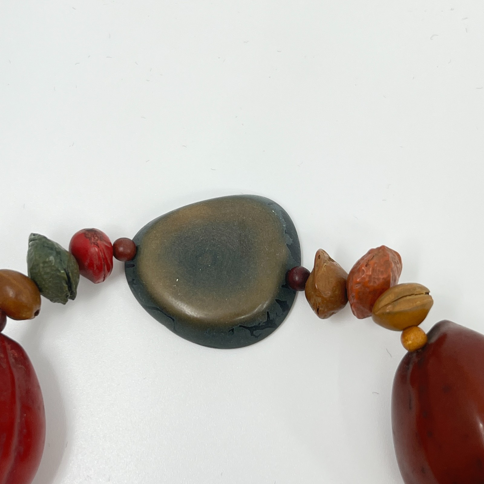Large Tagua Nut Vegetable Ivory Necklace Boho Statement Earthy Organic Jewelry