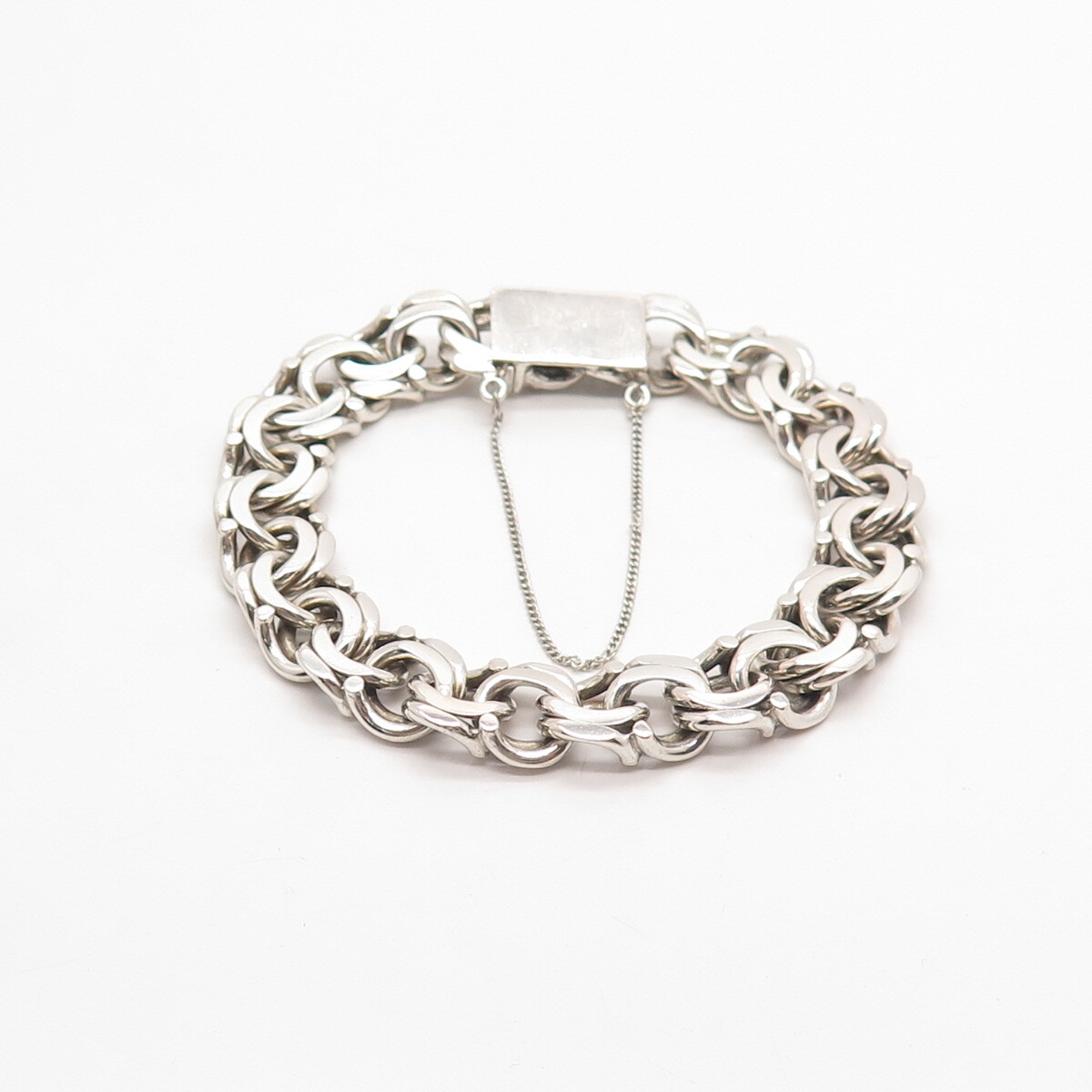 925 Sterling Silver Vintage Double Rolo Link Bracelet 6.75″