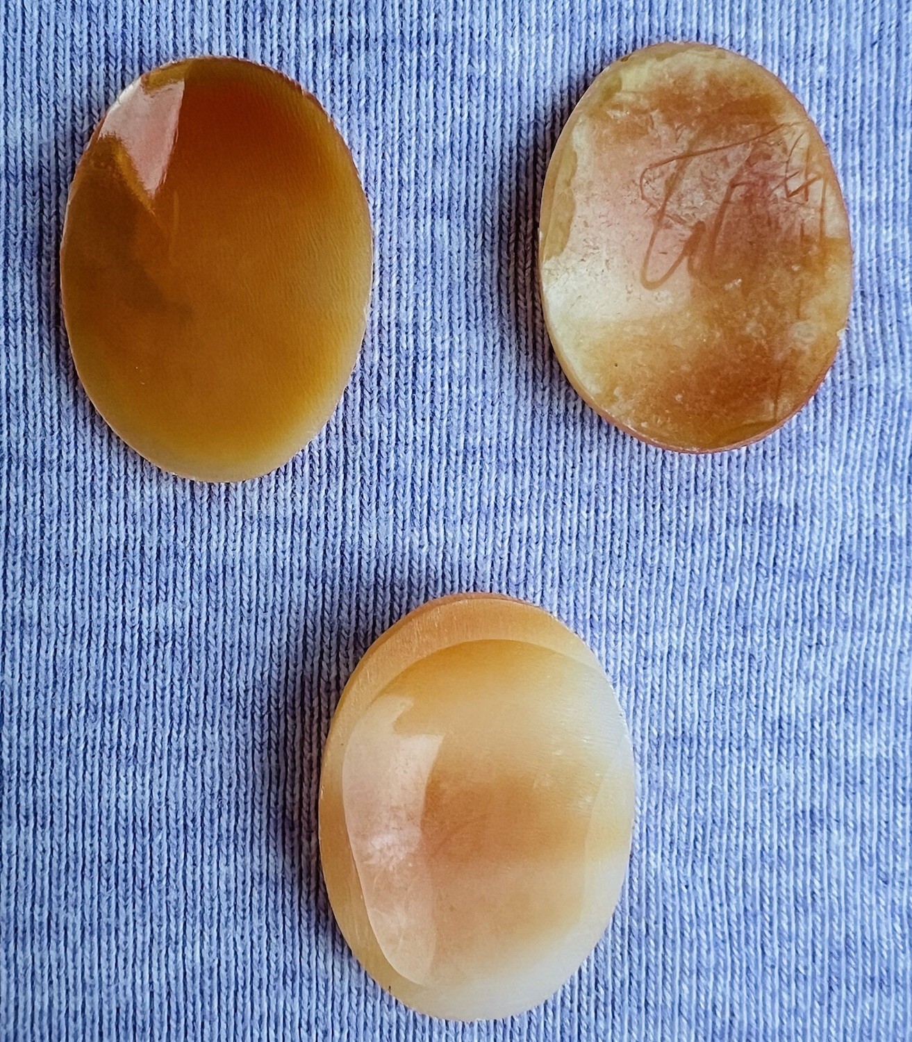 Vtg Hand Carved Shell Cameos (3) Loose Oval Lady Portrait Right Facing 3