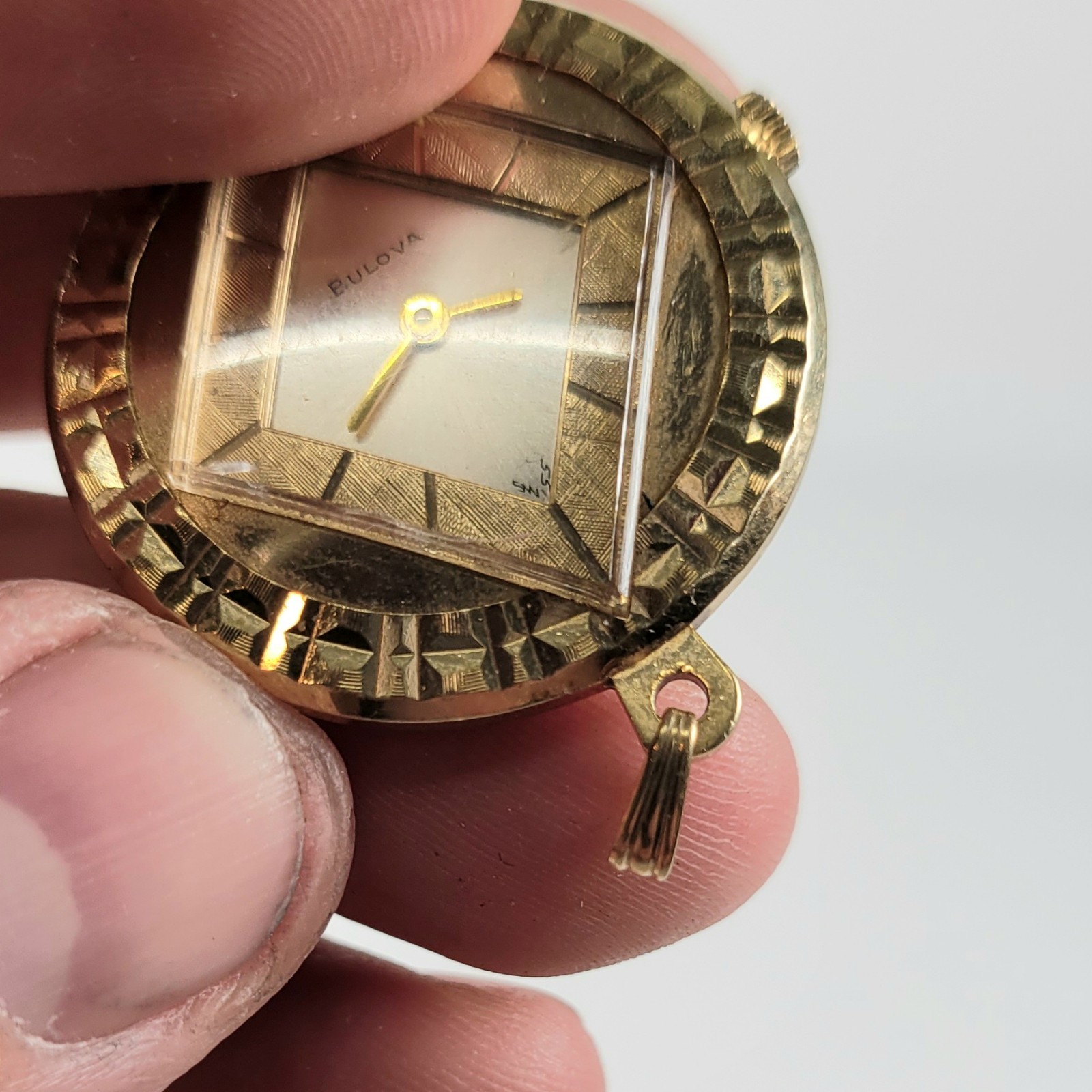 Bulova Gold Tone Round Pendant Necklace Watch Vintage 1967 Hand Wind