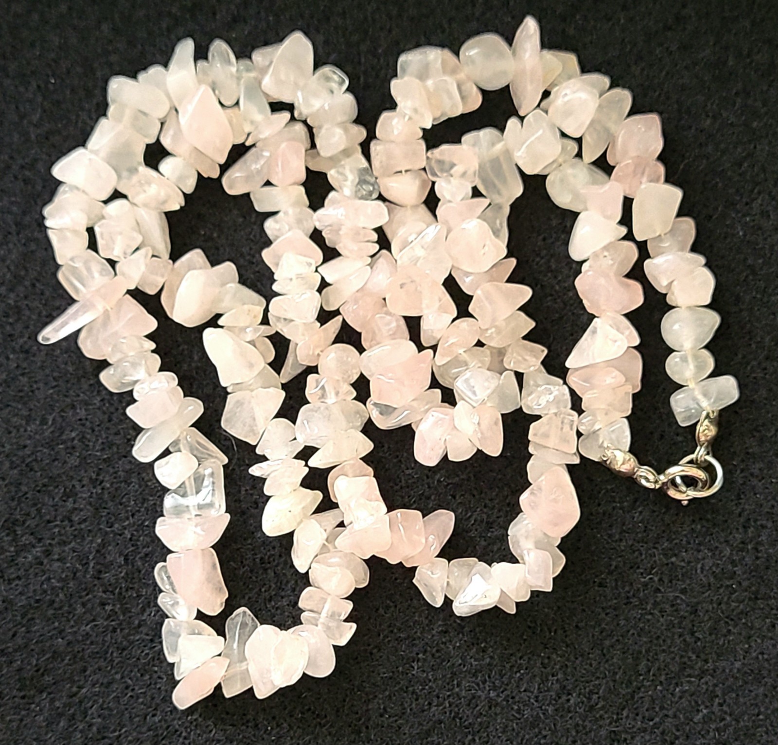 VINTAGE STUNNING SILVER TONE ROSE QUARTZ NECKLACE
