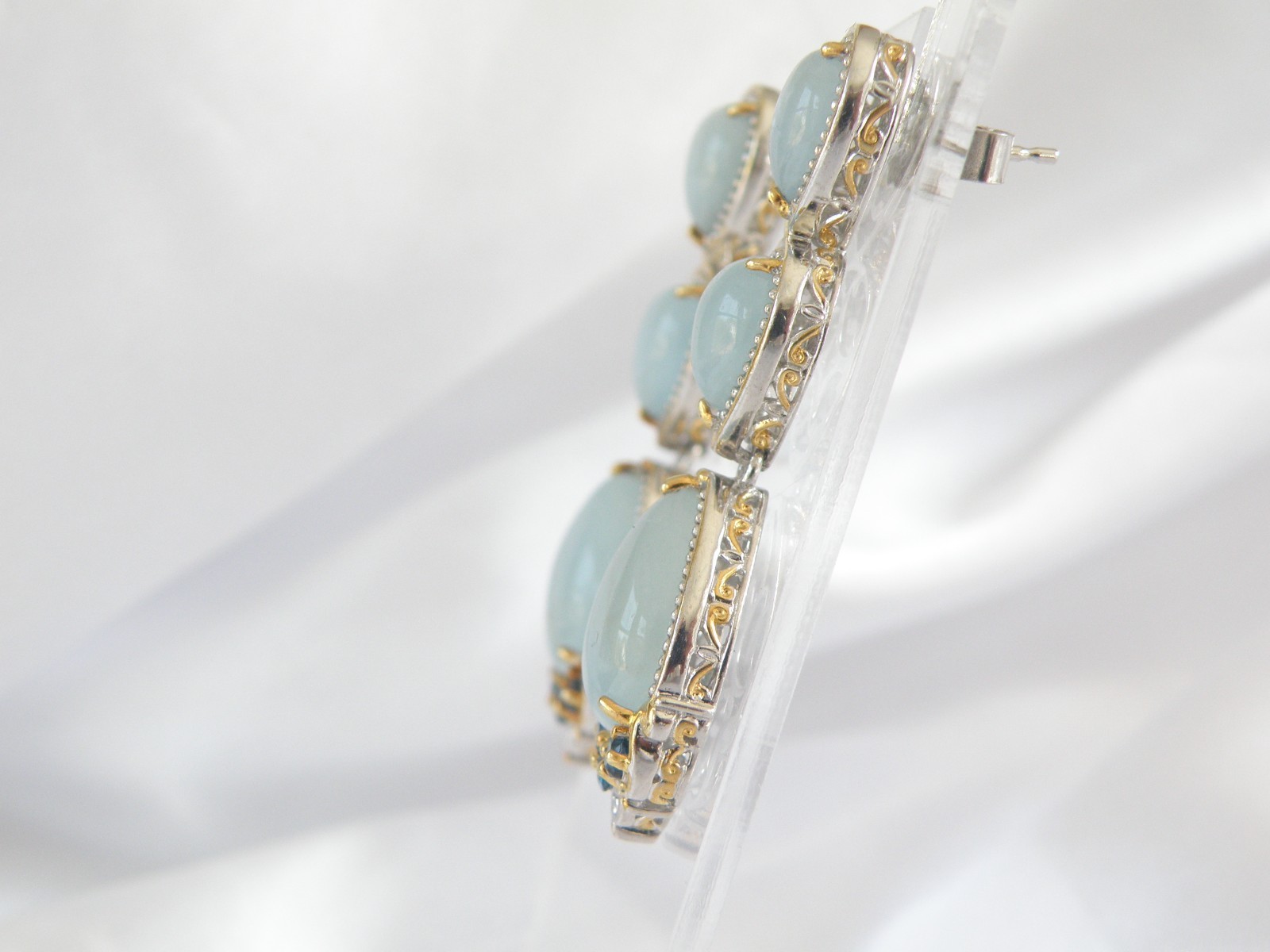 Gem En Vogue Michael Valitutti Sterling Silver 925 Milky Aquamarine Earrings