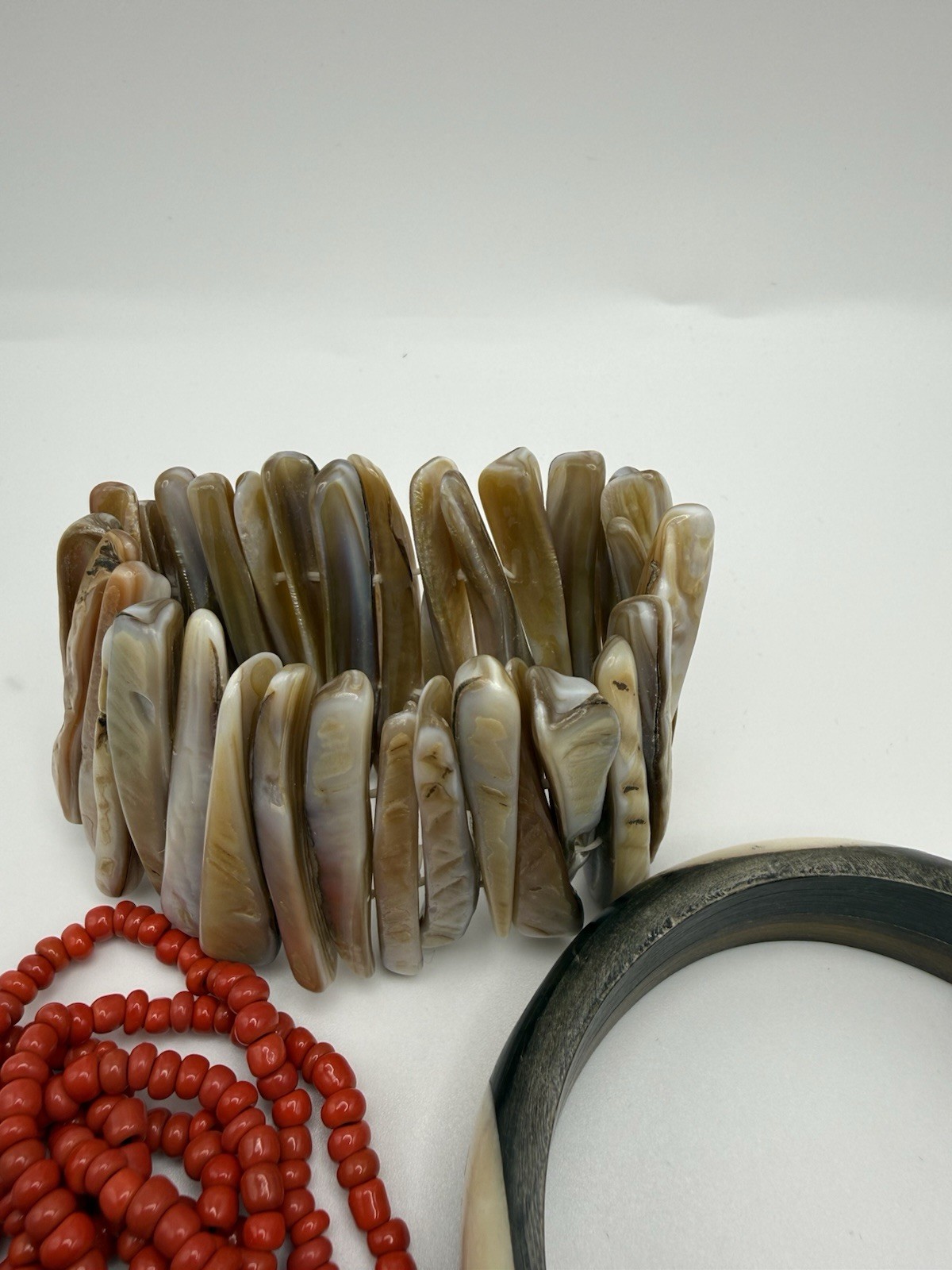 Vintage Boho Bracelet Lot Wood Acrylic Shell