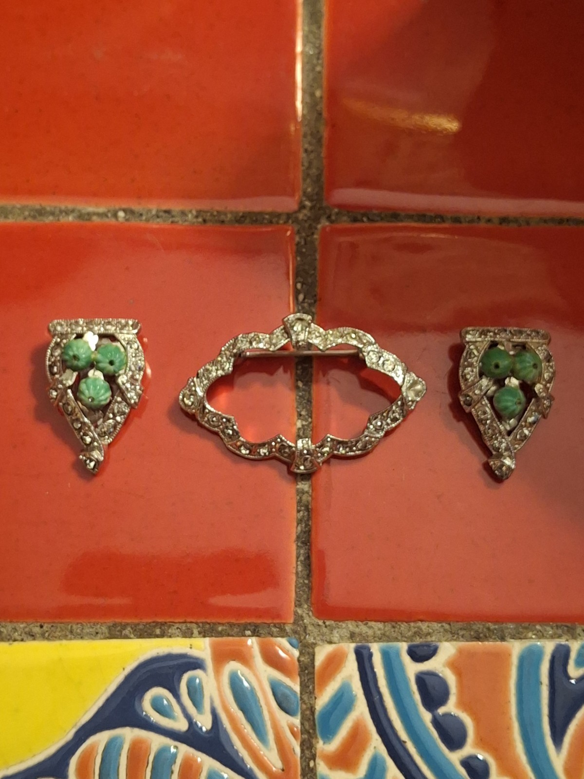 Vintage Art Deco Modular 3-n-1 Piece Convertible Brooch Pin & Shoe Clips 1930’s