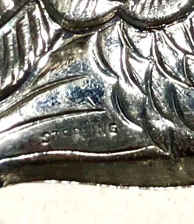 Sterling Silver Vintage Pendant (NO CHAIN) Goose Round Large 2.75 inch Unique