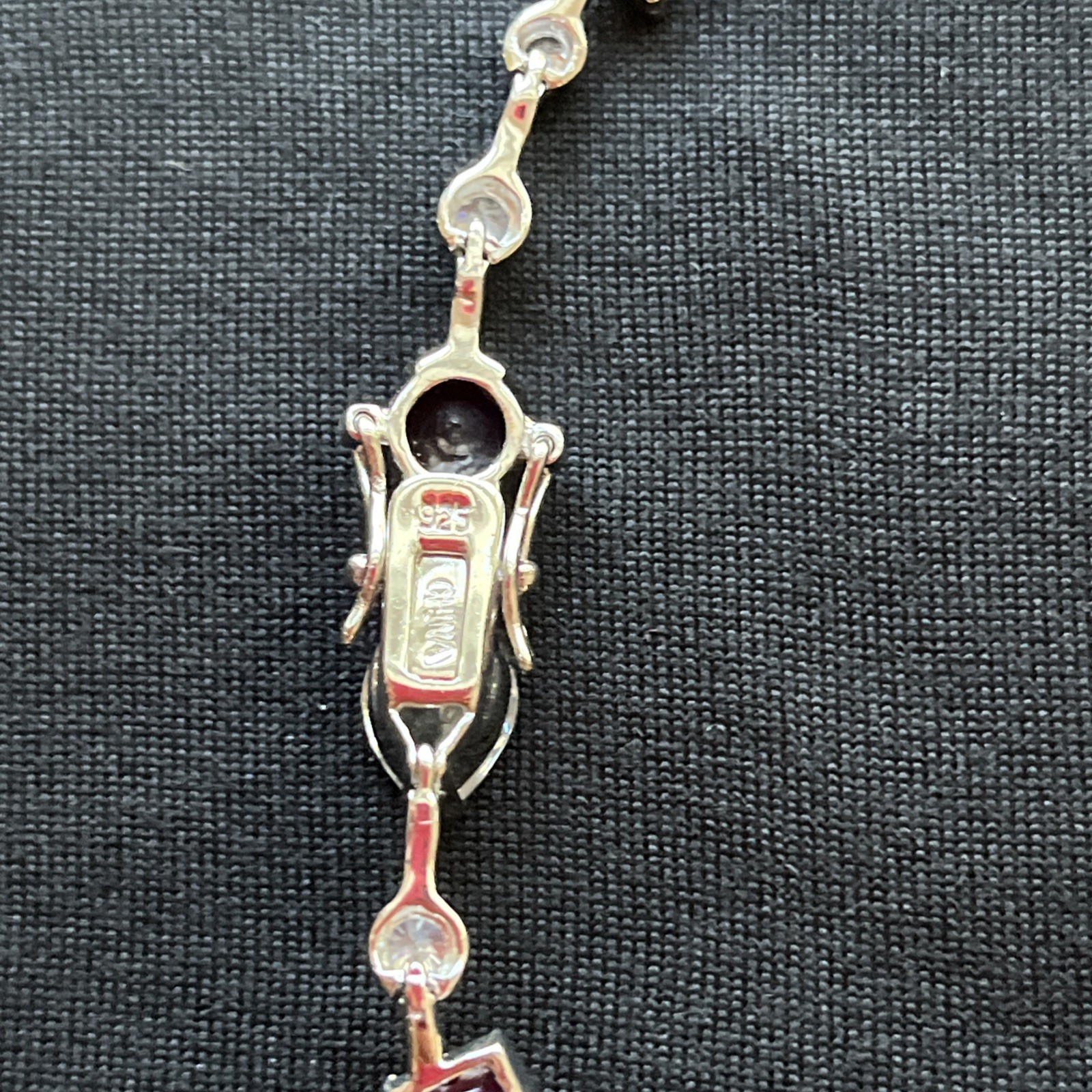 HSN Sterling lab created amethyst ruby garnet Rhinestone bracelet BROKEN