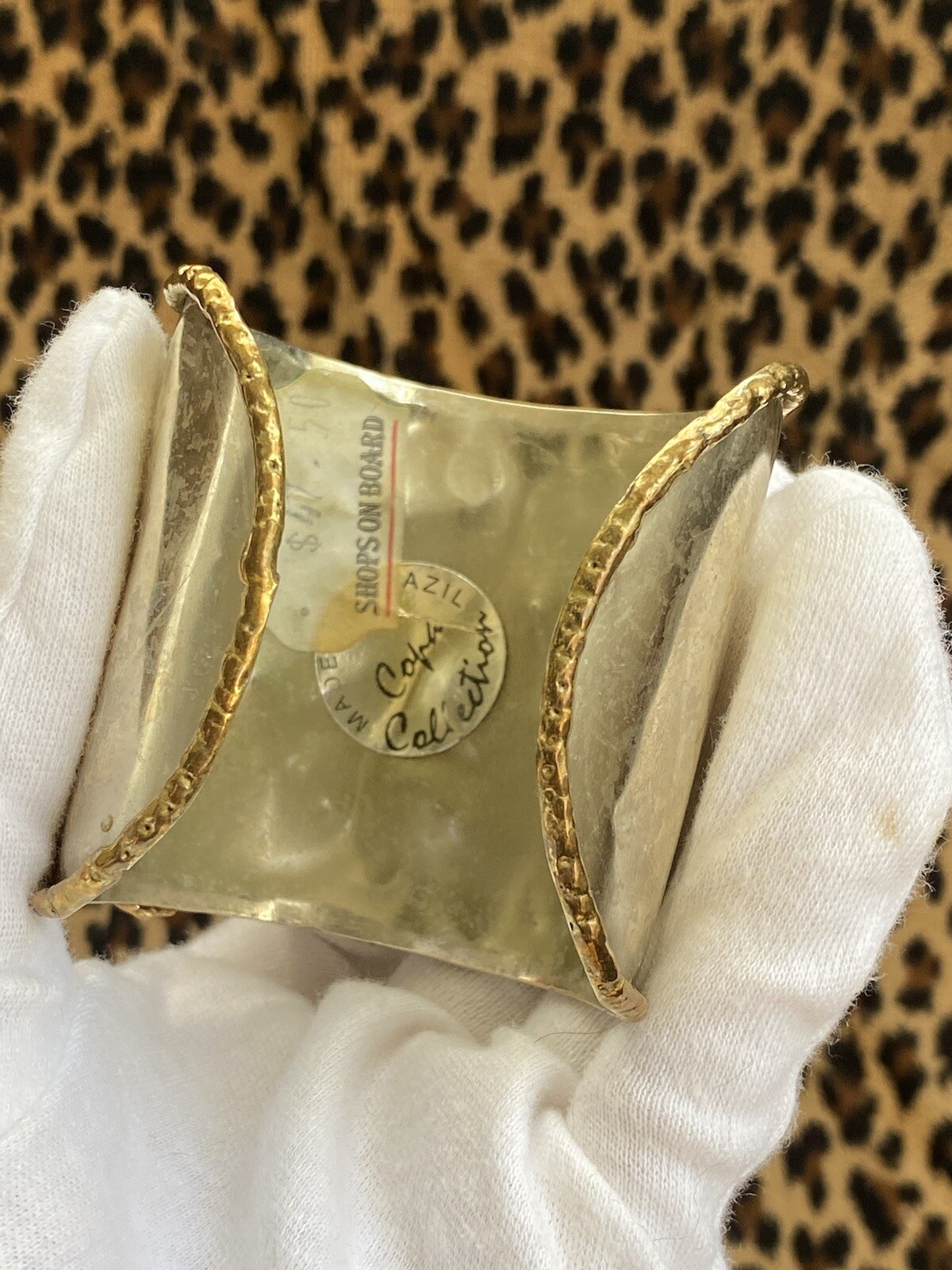 Vintage COPA COLLECTION Huge Chunky Brutalist Modernist Cuff Bracelet Amethyst