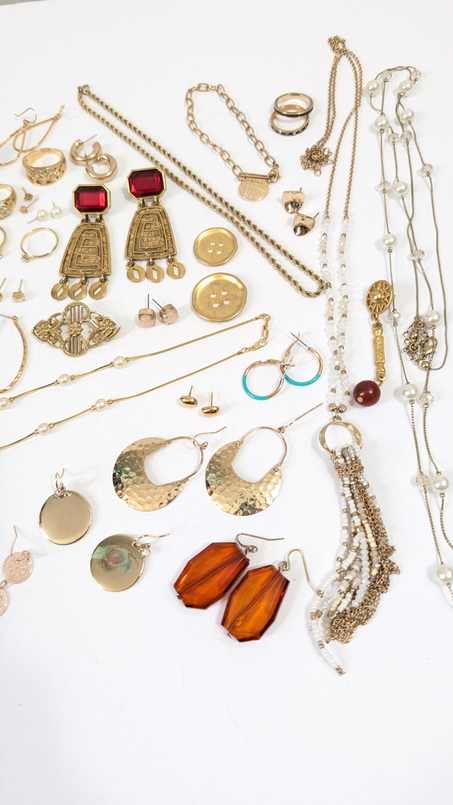 Mixed Lot Of Jewelry Earrings Brooches Rings Estate Jewelry