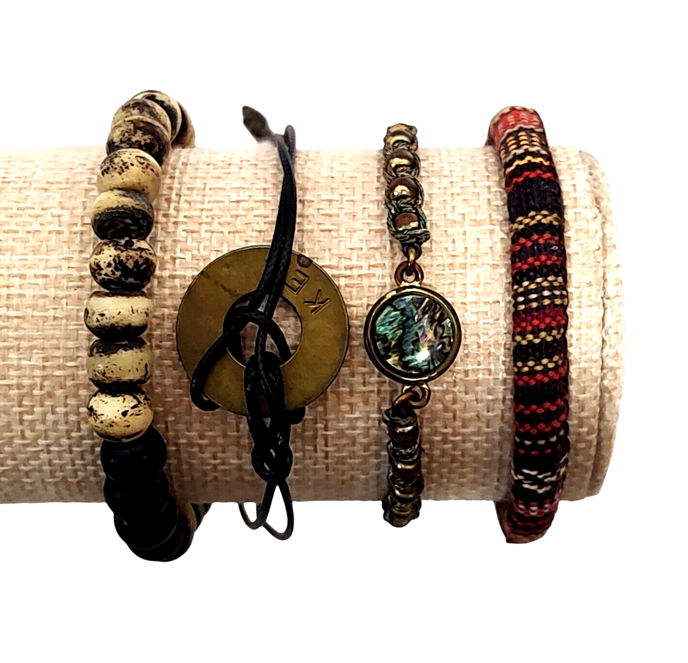 VTG 4PC Chunky Boho Festival Earthy Natural Bohemian Statement Bracelets