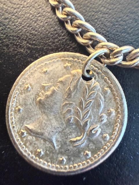 Vintage Coin Charm Necklace & Bracelet Set Silver Tone Buffalo Nickel Style Boho