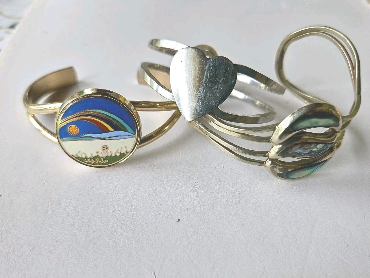 Vintage Costume Jewelry Bracelet Lot of 3 Hinged Clamper 5 Open Cuffs 1 Bangle