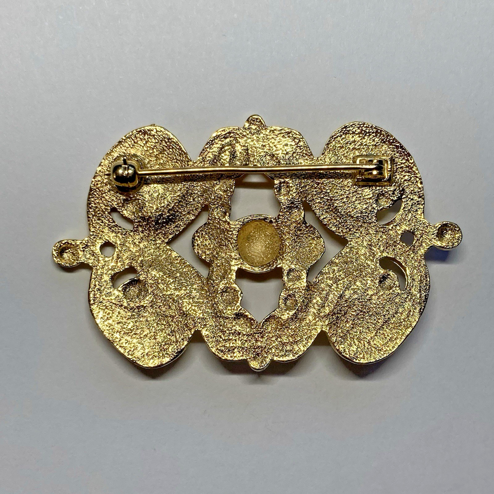 Vintage Los Castillo Ornate Gold Tone Taxco Pin Brooch
