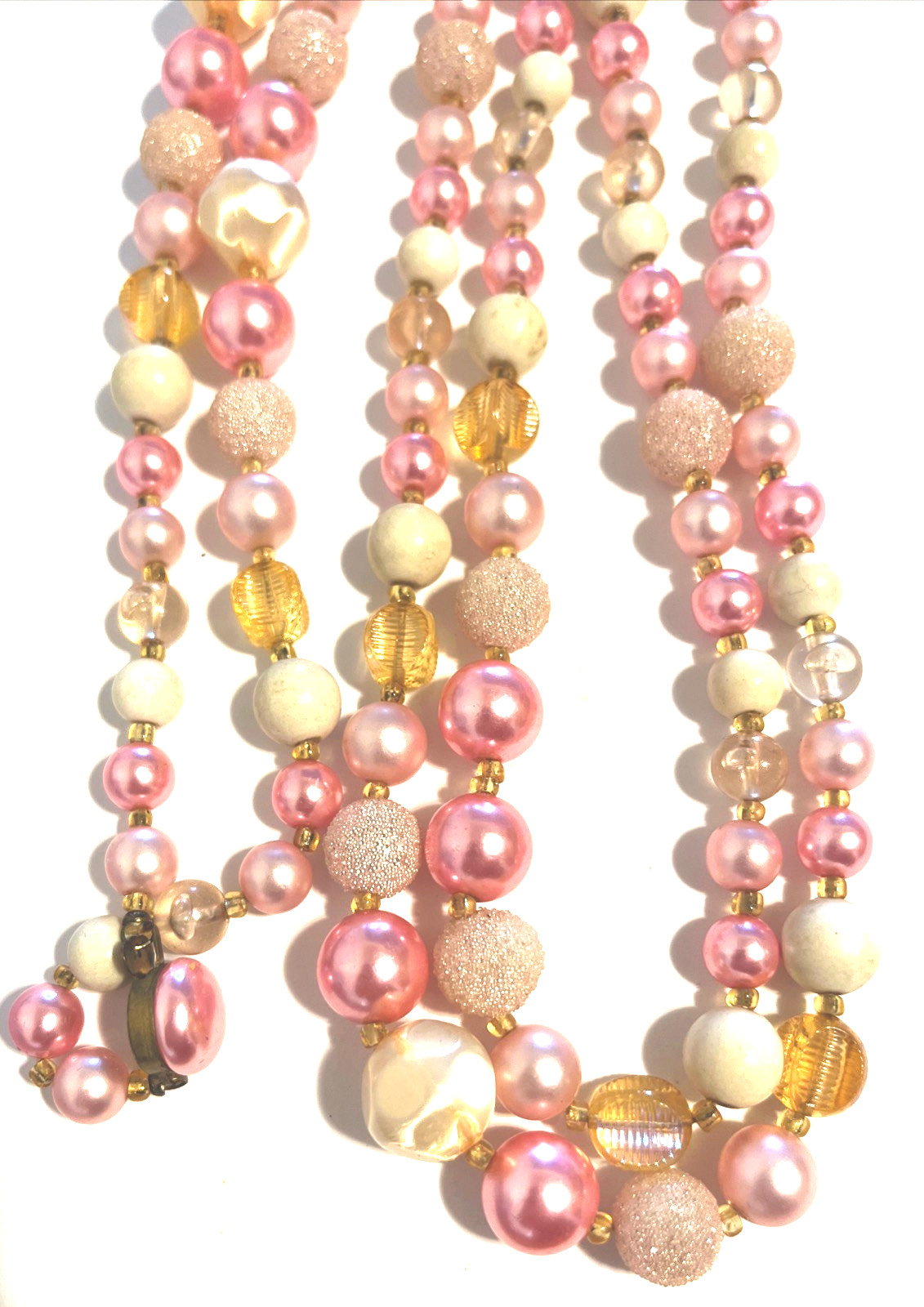 Vintage Single Strand Pastel Colors Necklace 32”