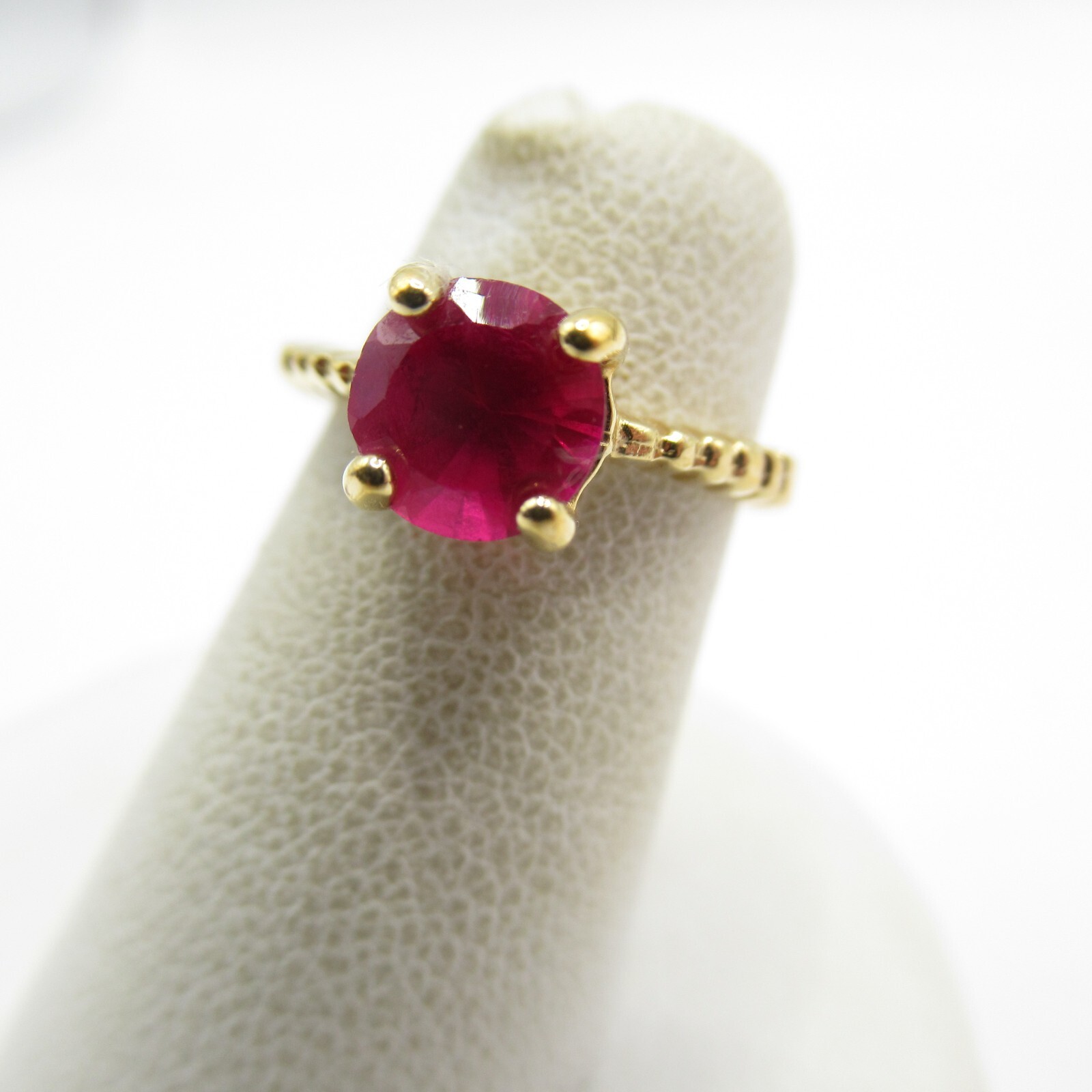 Red Stone Glass Vintage Ring Size 4.25 Small