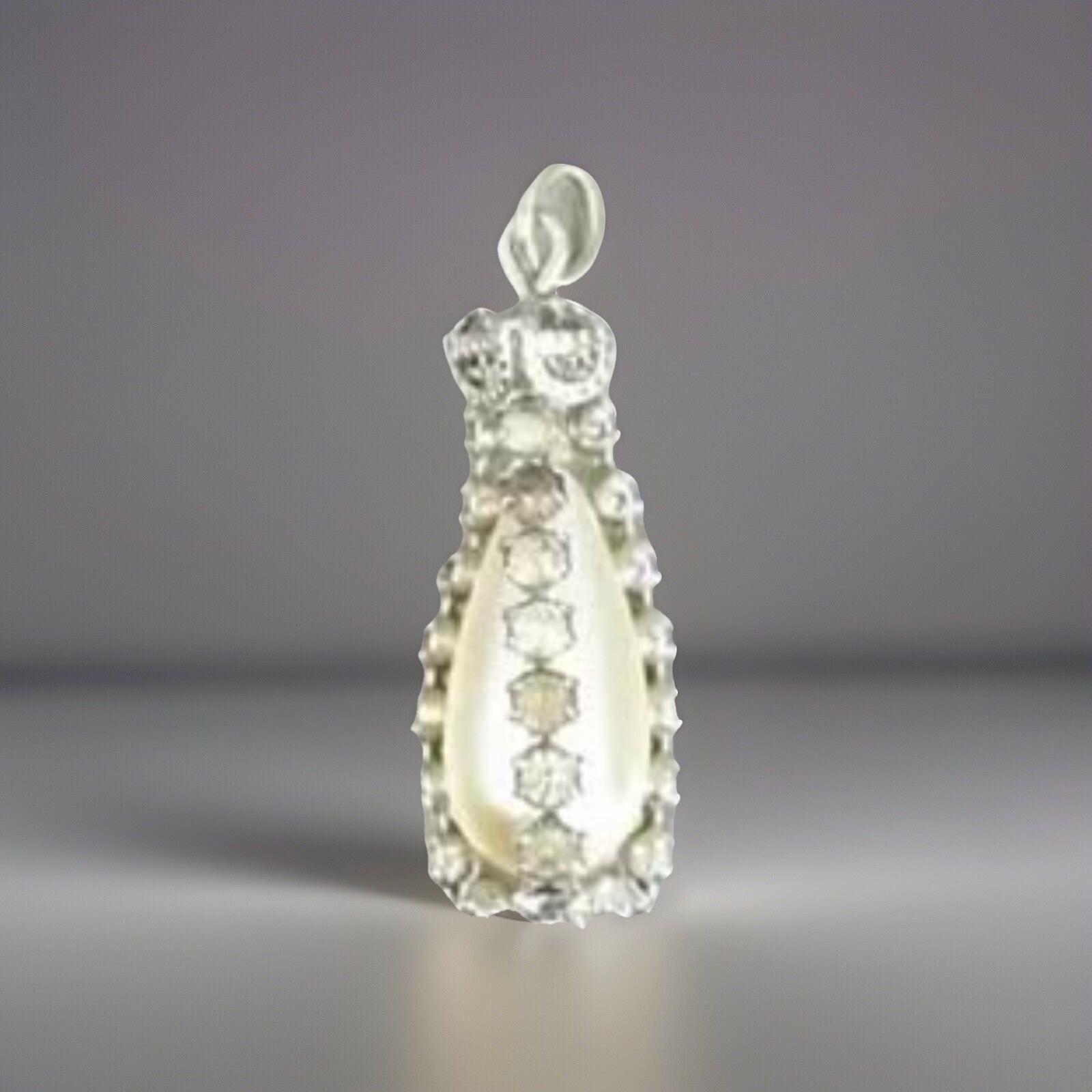 Vintage Sterling Silver Rhinestone And Pearl Pendant