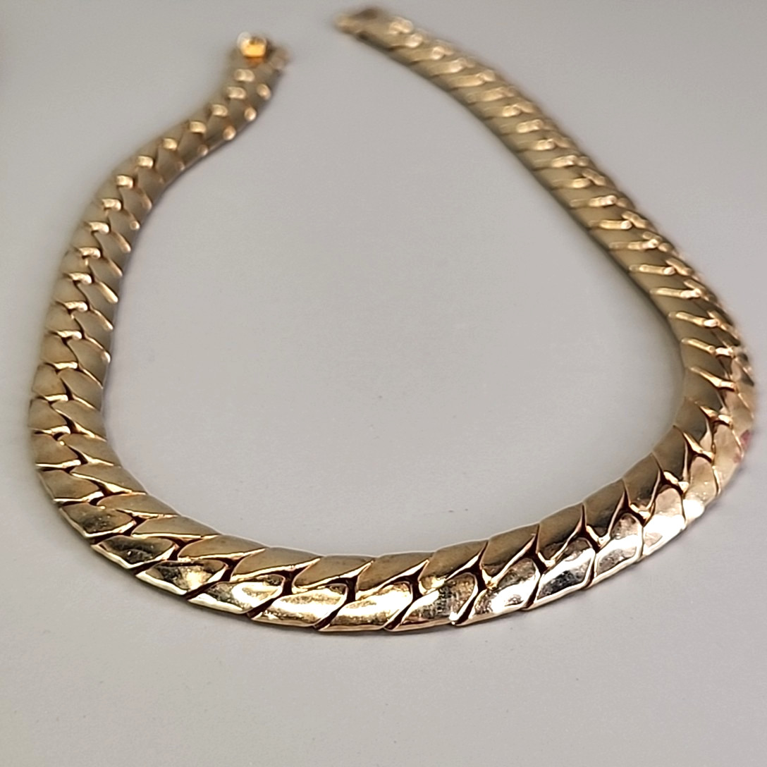 Vintage Cuban Chain Necklace 1 cm Gold Tone 16″
