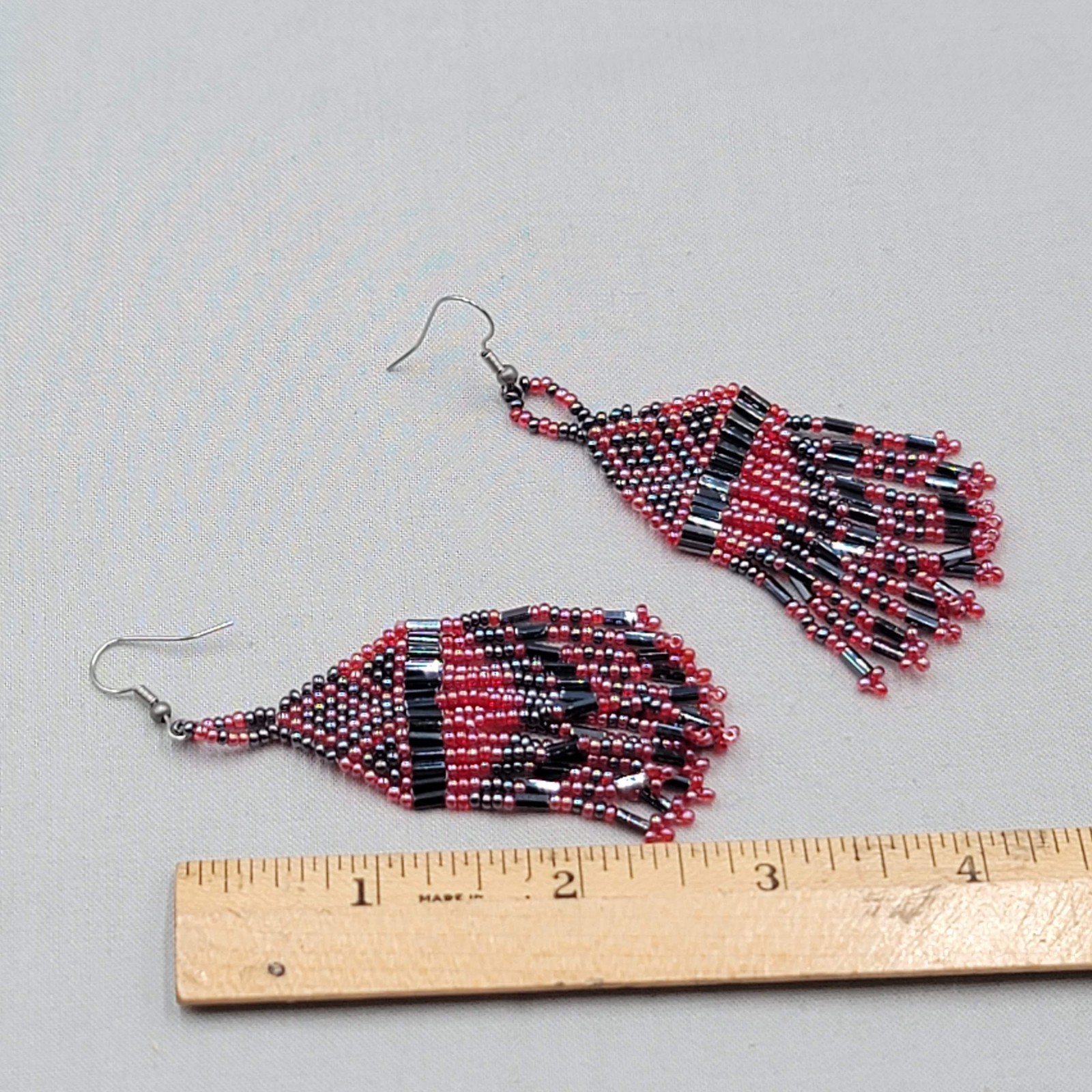 Vintage Pierced Earrings Silver tone Dangle 3″