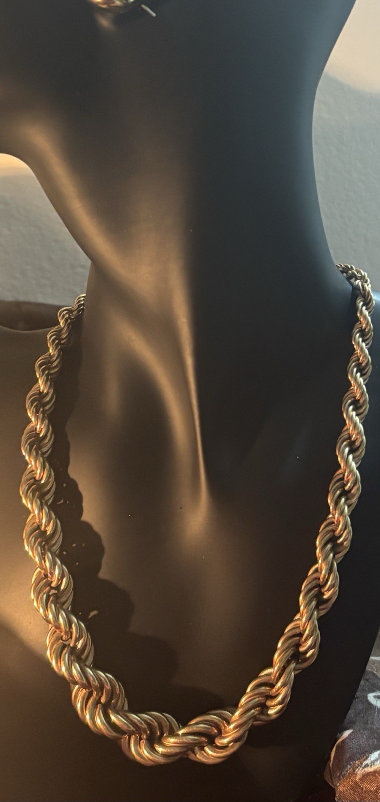 14k “Dookie” Chain Italian Gold Graduated, Double-Twist-Rope Vtg 16in necklace