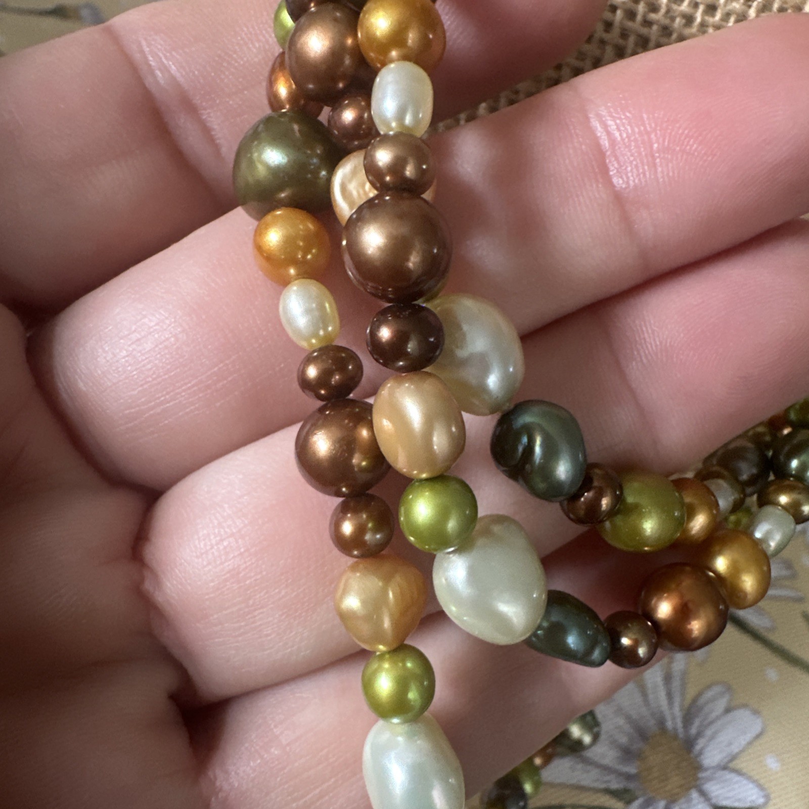 Vintage 70″ Earth-Tone Freshwater Baroque Pearl Opera Length Necklace No Clasp