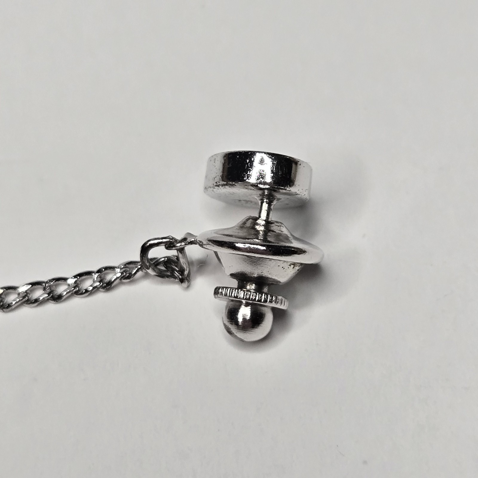 Vintage Anson Sterling Silver Tie Tack Modernist Abstract Rhinestone Pin T-Bar