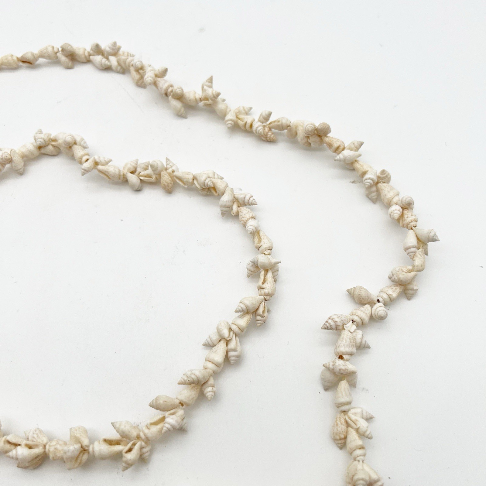 Shell Necklace Vintage Seashell Hawaiian Long Single Strand Wrap 52” Natural