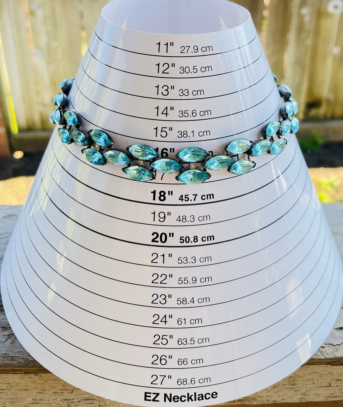 Vintage Aqua Rhinestone Pot Metal Rivière Necklace Not Signed