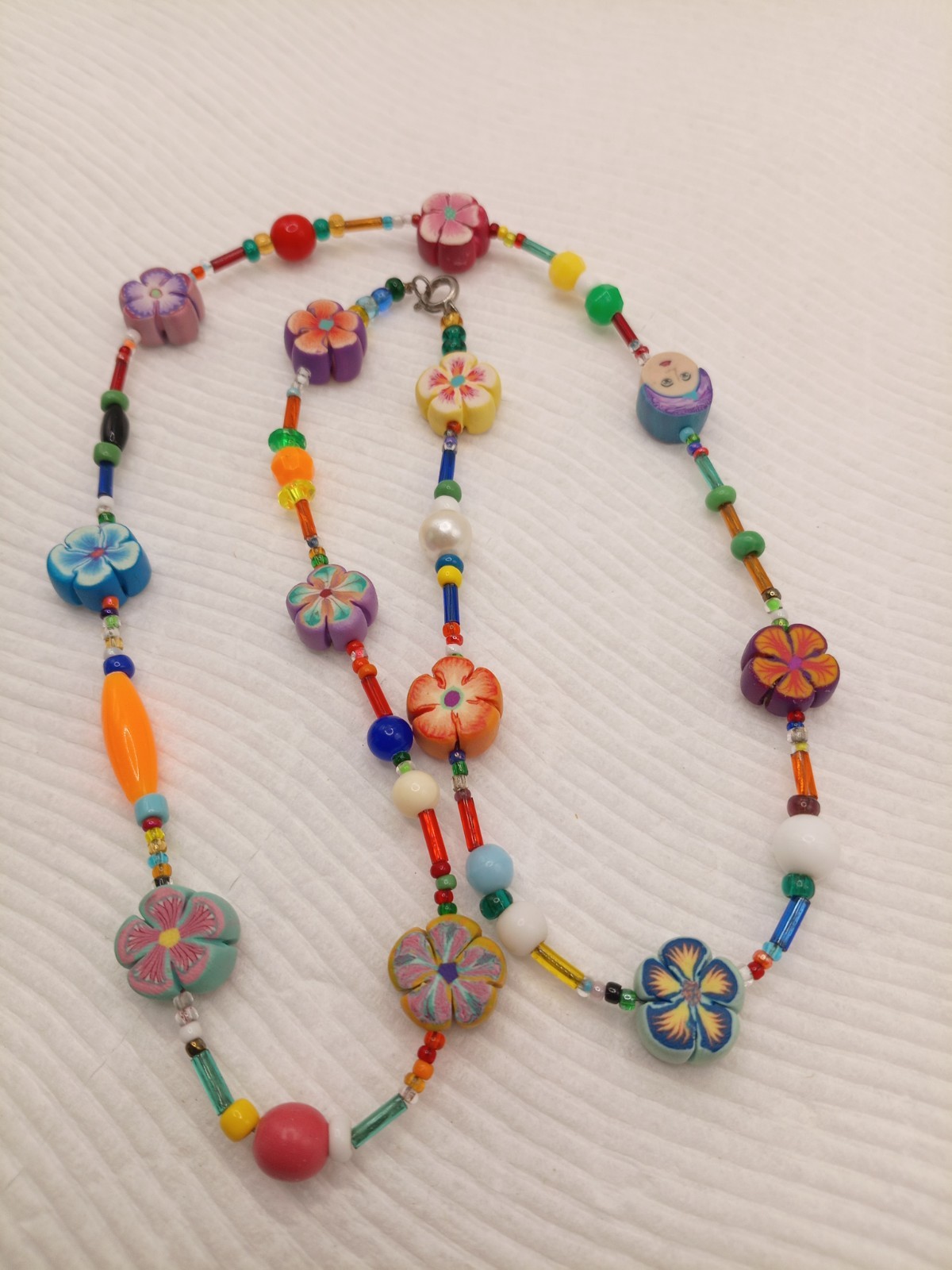 Vintage Multicolor Whimsical Rubber Glass& Acrylic Beaded Necklace 24″